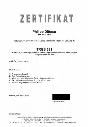 Zeugnis Baaunternehmer